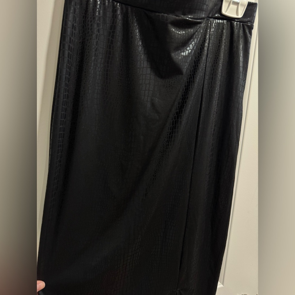Black Faux Croc Midi Skirt - Picture 6 of 7